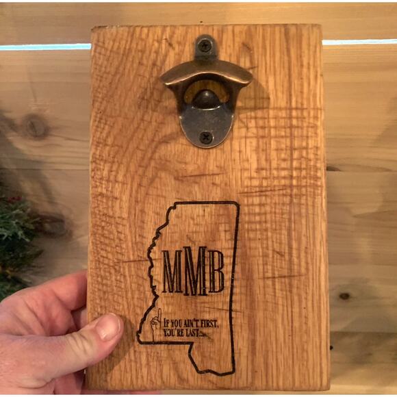 Personalized Rustic Wooden Bottle Opener - Picture 1 of 5